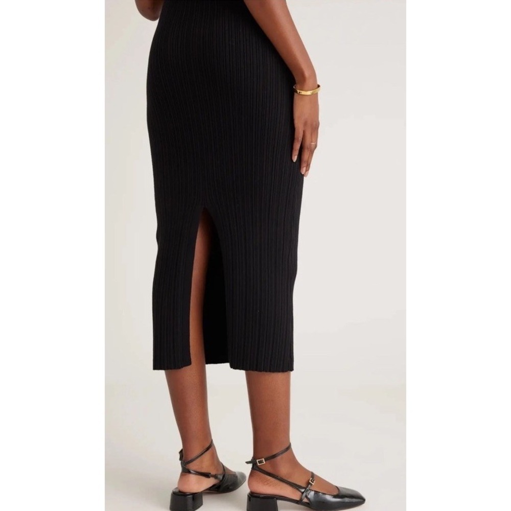 NWT Quince Cotton Cashmere Ribbed Sleeveless Midi Dress Black Medium - Picture 5 of 5